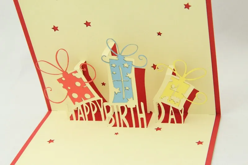 Cartes Cadeaux D Anniversaire Carte Pop Up Kirigami 3d Cartes De Vœux Faites A La Main Pour Joyeux Anniversaire Livraison Gratuite Aliexpress
