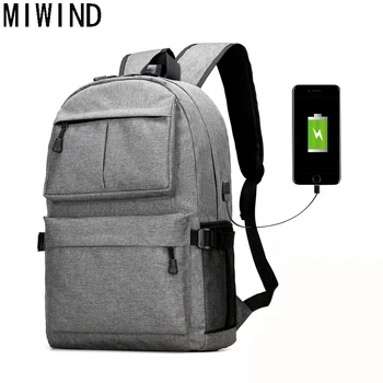 

MIWIND Brand USB Design Backpack Book Bags for School Backpack Casual Rucksack Daypack Oxford Laptop Male student backpack T1086