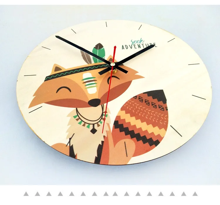 Retro Creative Cartoon Wall Clock 11inch European Minimalist Wooden Decorative Clock Animal,cat,lion,Kids Wall Clock Home Decor