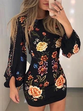 2019 Elegant Fashion Women Slim Fit Leisure Casual Bodycon Mini Dress Female Cutout Back Bishop Sleeve Floral Dress 2019 Elegant Fashion Women Slim Fit Leisure Casual Bodycon Mini Dress Female Cutout Back Bishop Sleeve Floral Dress