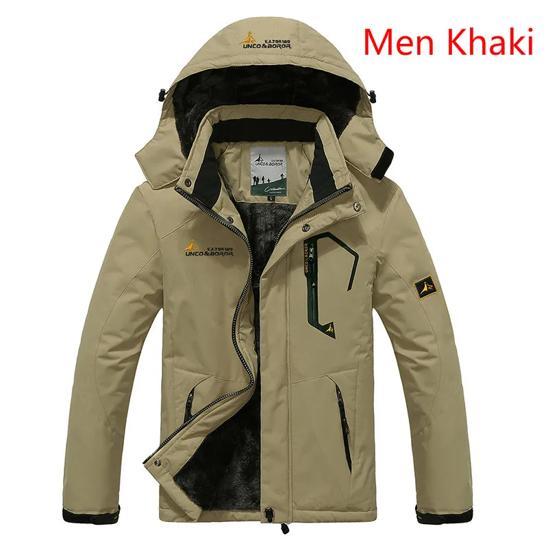 Куртки размера плюс M-6XL для мужчин и женщин с капюшоном, походная куртка, пальто, толстая парка, мужская верхняя одежда, ветровка, зимняя мужская одежда - Цвет: MKhaki