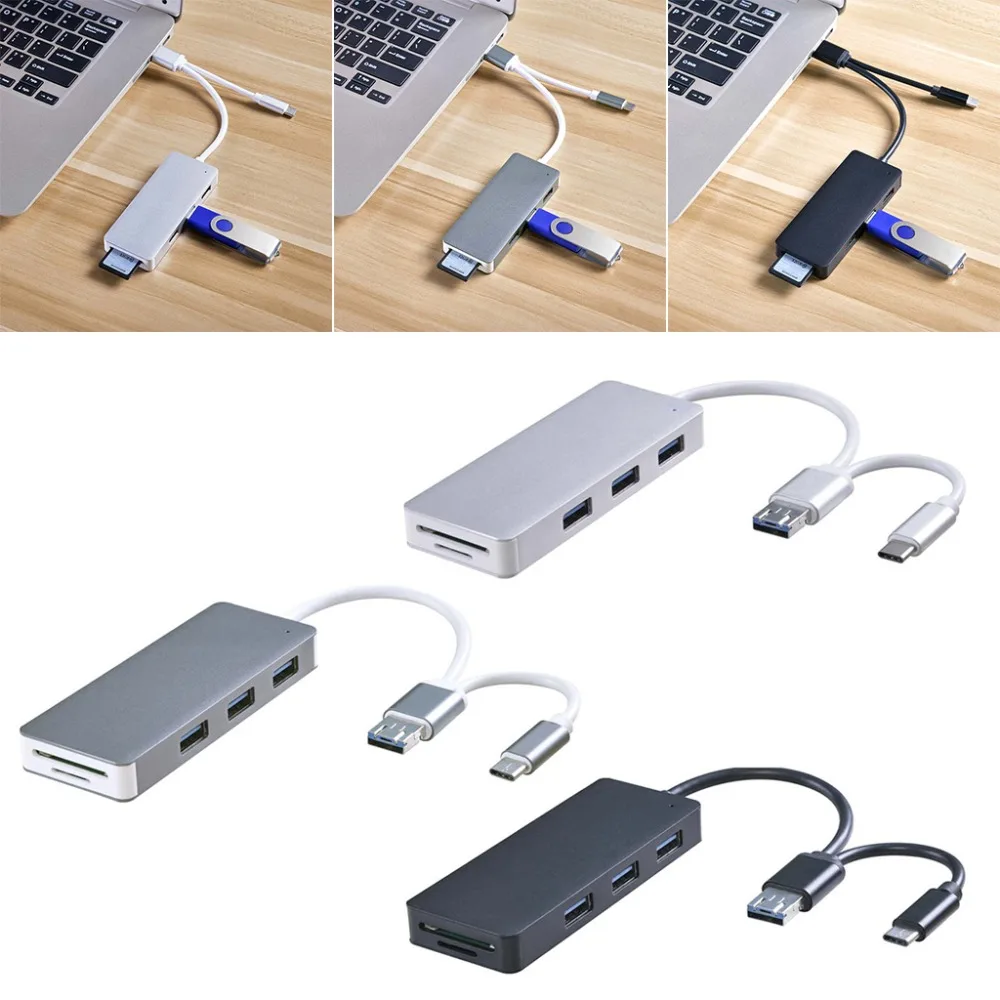 

USB3.0 MicroUSB Type C SD Micro SD CF Memory Card Reader 3 ports USB 3.0 Hub For Samsung Xiaomi huawei Android Smartphone Tablet