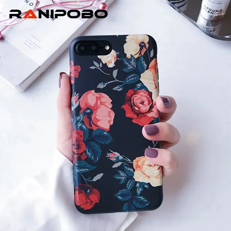 

Fashion Vintage Retro Classic Roses Flower Phone Case For iPhone 6 6S 7 8 Plus X Lovely Soft IMD Back Cover Capa Fundas Coque