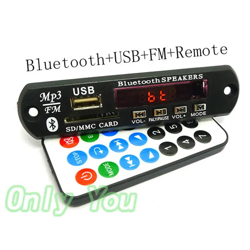 Aipinchun Высокое качество 7 V-12 V Bluetooth MP3 декодирования мини-плата sd-карт Слот Модуль Поддержка FLAC/WAV/WMA/MP3 набор декодера формата FM
