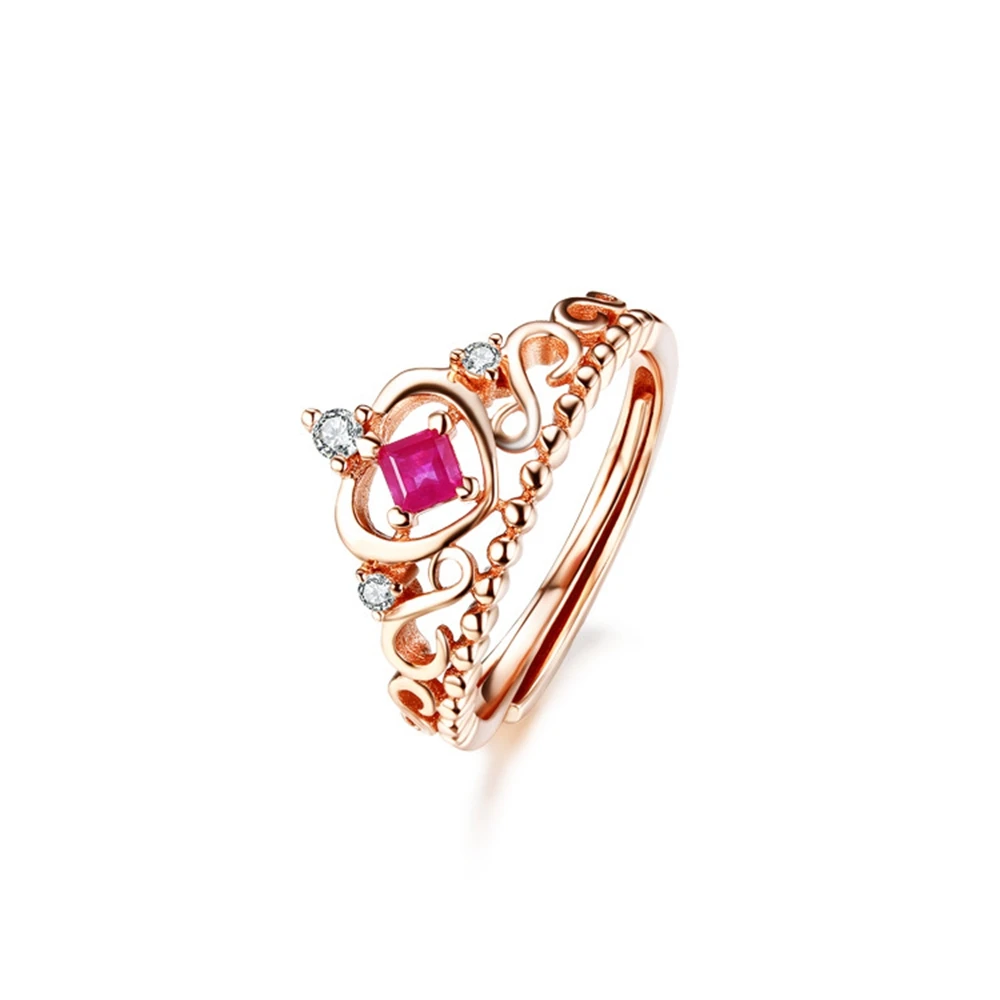 

Simple Genuine Red Ruby Rose Solid 925 Sterling Silver Adjustable Ring