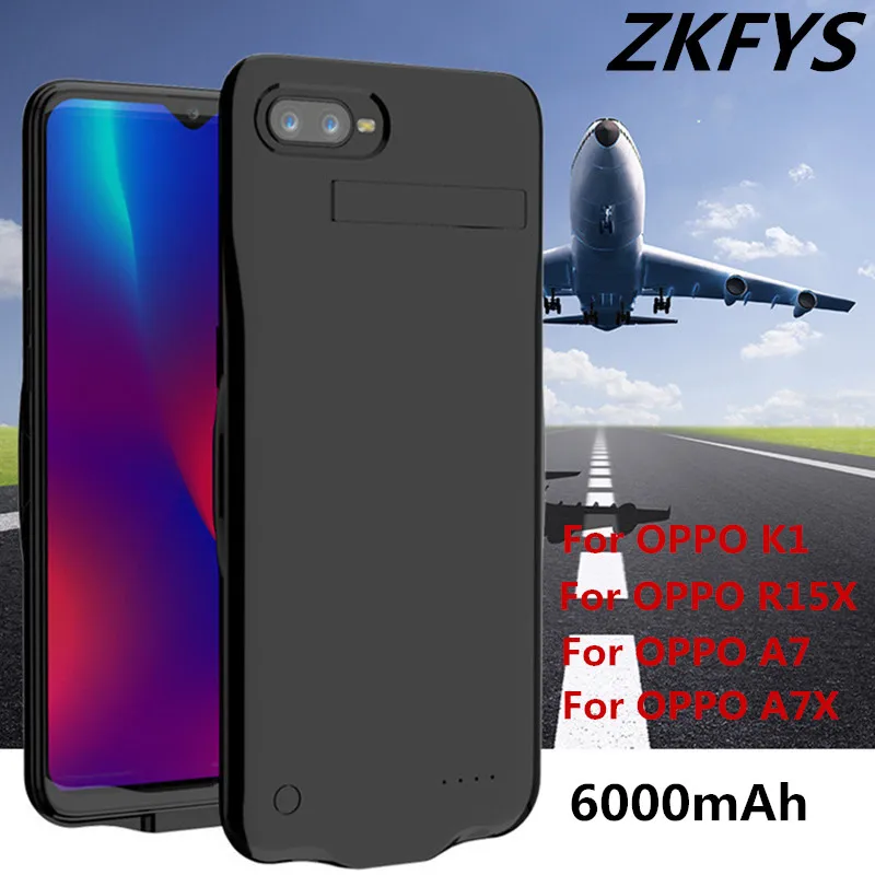 

6000mAh Power Bank For OPPO 15X K1 Ultra Thin Fast Charger Battery Case For OPPO A7 A7X Bracket External Backup Battery Cover