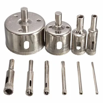 

10Pcs Diamond Hole Saw 3-50mm Drill Bit Saw Set Tile Ceramic Marble Glass Cutter