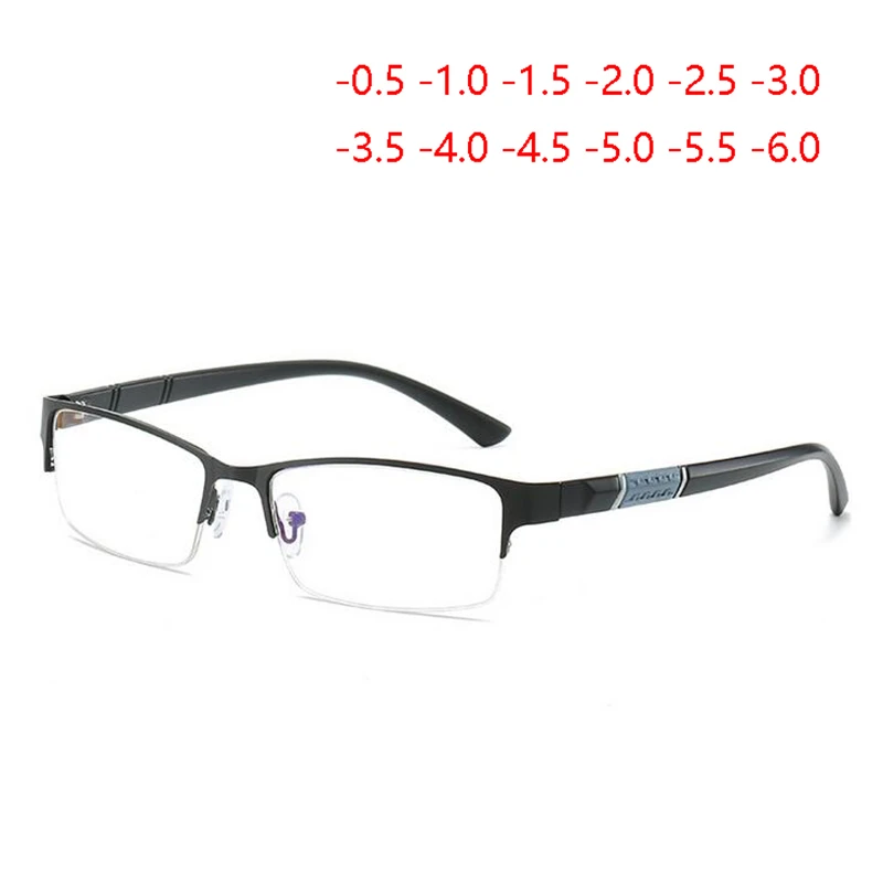 

Half Frame Finished Myopia Glasses Women Men Ultralight Business Student Square Nearsighted Glasses Diopter 0 -0.5 -1.0 To -6.0