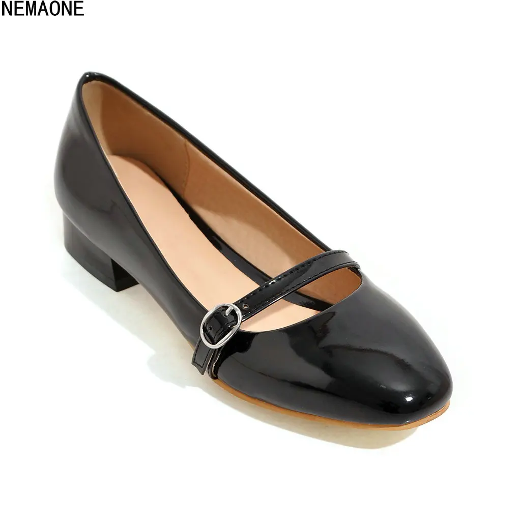 

NEMAONE 2018 New Spring And Autumn Street style Leisure Women Shoes Patenet Leather Buckle Pumps Walking shoes