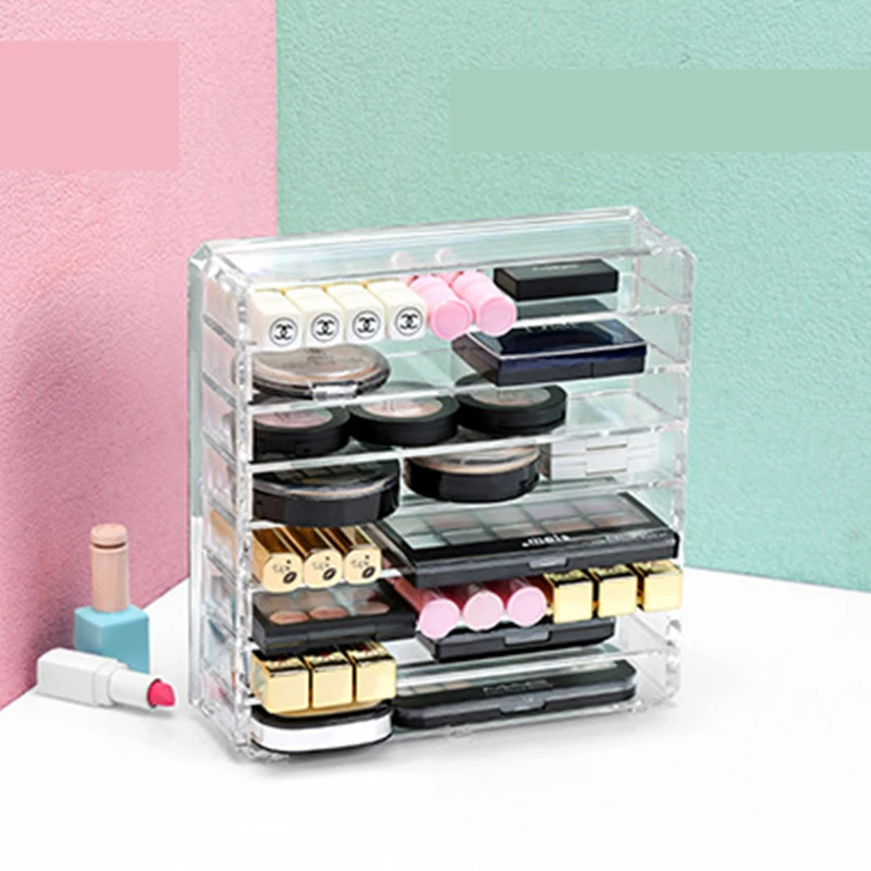 

Acrylic 8 Layers Make Up Organizer Storage Boxes Makeup Eye Shadow Lipstick Powder Blush Cosmetic Drawers Plastic Storage Bins