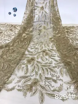 

Nigerian French Sequins Tulle Lace Fabric 2019 High Quality Lace African Velvet Lace Wedding Fabric For Dress XB09
