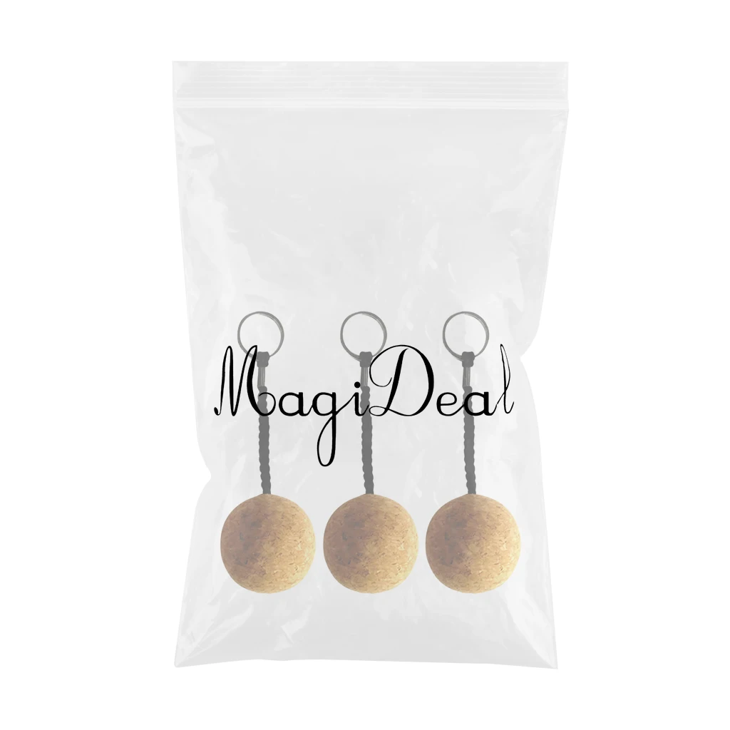 MagiDeal 3x 5cm Floating Cork Keyring Wooden Ball Buoyant Water Sports Float Key Ring Floating Cork Keyring