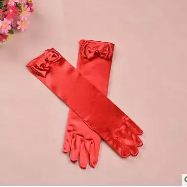 Длинные перчатки для девочек с героями мультфильмов; модные перчатки принцессы Эльзы для девочек; подарок на Рождество и день рождения для детей; нарядные перчатки для детей - Цвет: Красный