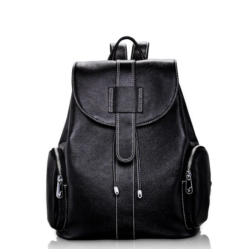 2018 Luxury Top Quality Thread Design Women's Backpack Classical Black Laptop Backpack 100% Real ...