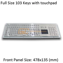 103 ключей металла клавиатура с тачпадом и цифровой клавиатурой, киоск клавиатура с трекпадом, IP65 водонепроницаемый, антивандальный