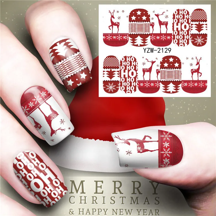 1 шт., Рождественская елка, стикер для ногтей, водяные наклейки для ногтей, блестящие вечерние, специальные украшения для ногтей с бабочкой - Цвет: Белый