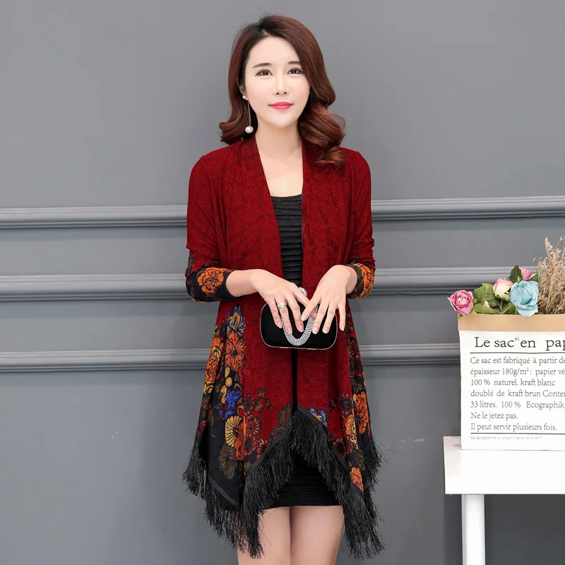 New  Jackets Coats Women 2019 Spring Floral Tassels Vintage Casual Lady Coats Chaqueta Plus Size L~4XL 5