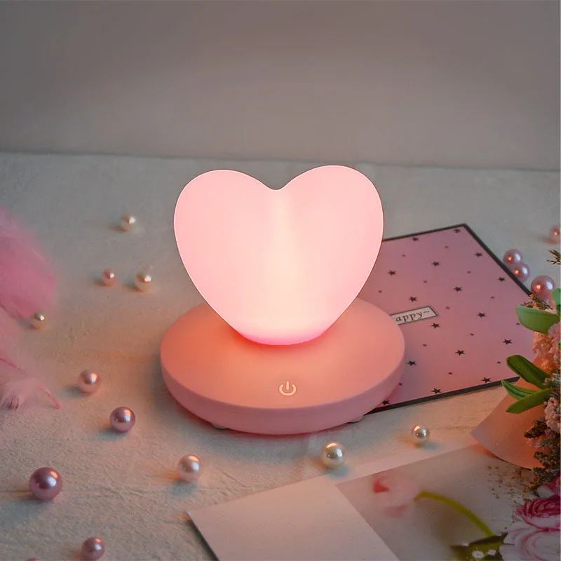 

1 Pcs LED Night Light Soft Silicone Love Heart Night Lamps with USB Charging Valentine Day Gift LKS99
