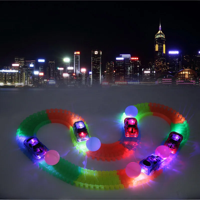 Collection Track Roller Coaster Cave Car Toy With Light shining Interest Magic Glowing Race Puzzle Educational Curved |