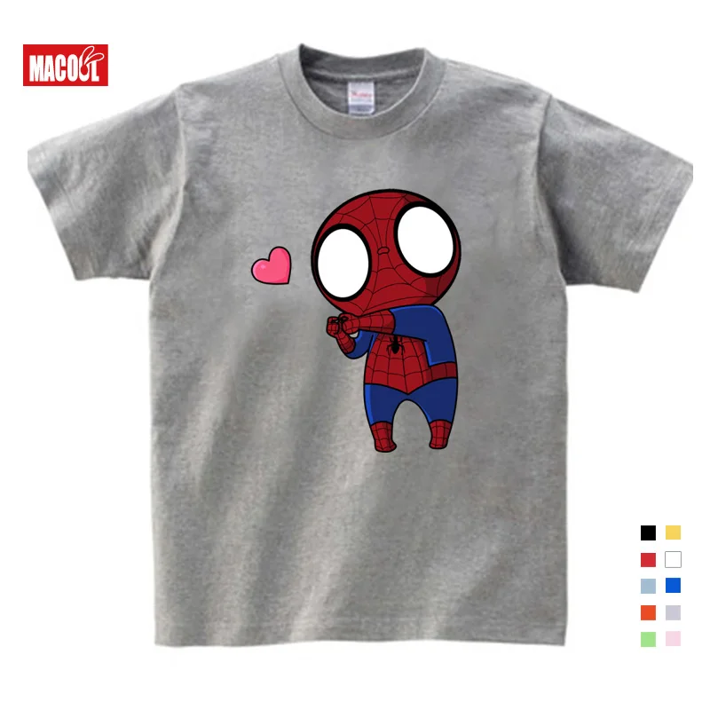 

boys summer clothes Spiderman Ironman Captain America T shirt Summer Short Sleeve Superhero Kids Cotton gray t shirts 3T-9T