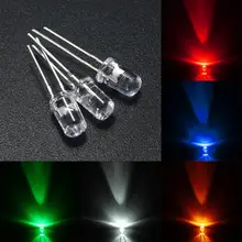100 pçs/lote pernas curtas 16mm ultrabright vermelho/verde/azul/branco/amarelo ultra brilhante 5mm redondo led diodo f5 3.0-3.2v