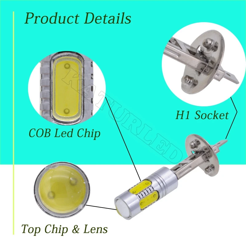 1 шт., светодиодный противотуманный светодиодный светильник Katur H1 для вождения и бега, лампы COB Chips H1, автоматическое внешнее освещение для автомобилей, 7,5 Вт, лм, светодиодный, 12 В