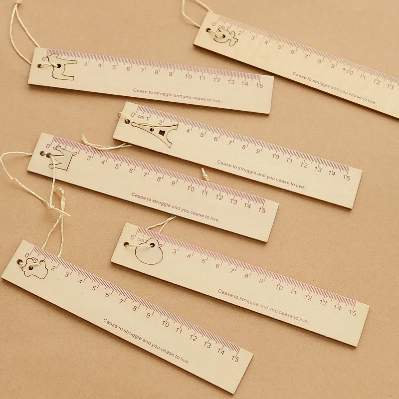 

Cute Retro Hollow Design Wooden Rulers School Tools for Students Straight Ruler with Pendant Stationery Supplies Retail Office