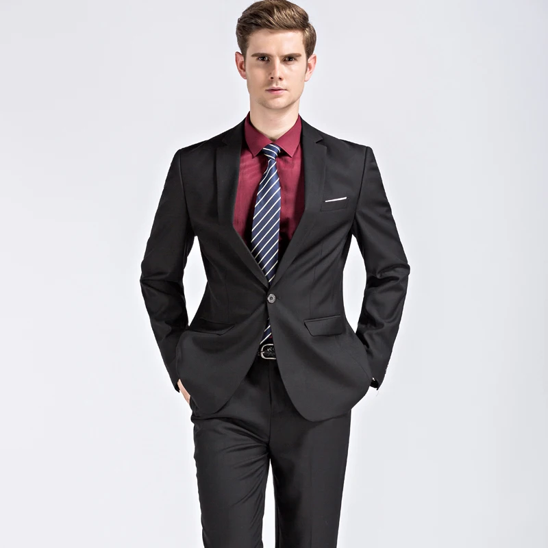 Jacket+Pants Mens Dark Blue and Black Suits With Pants ...