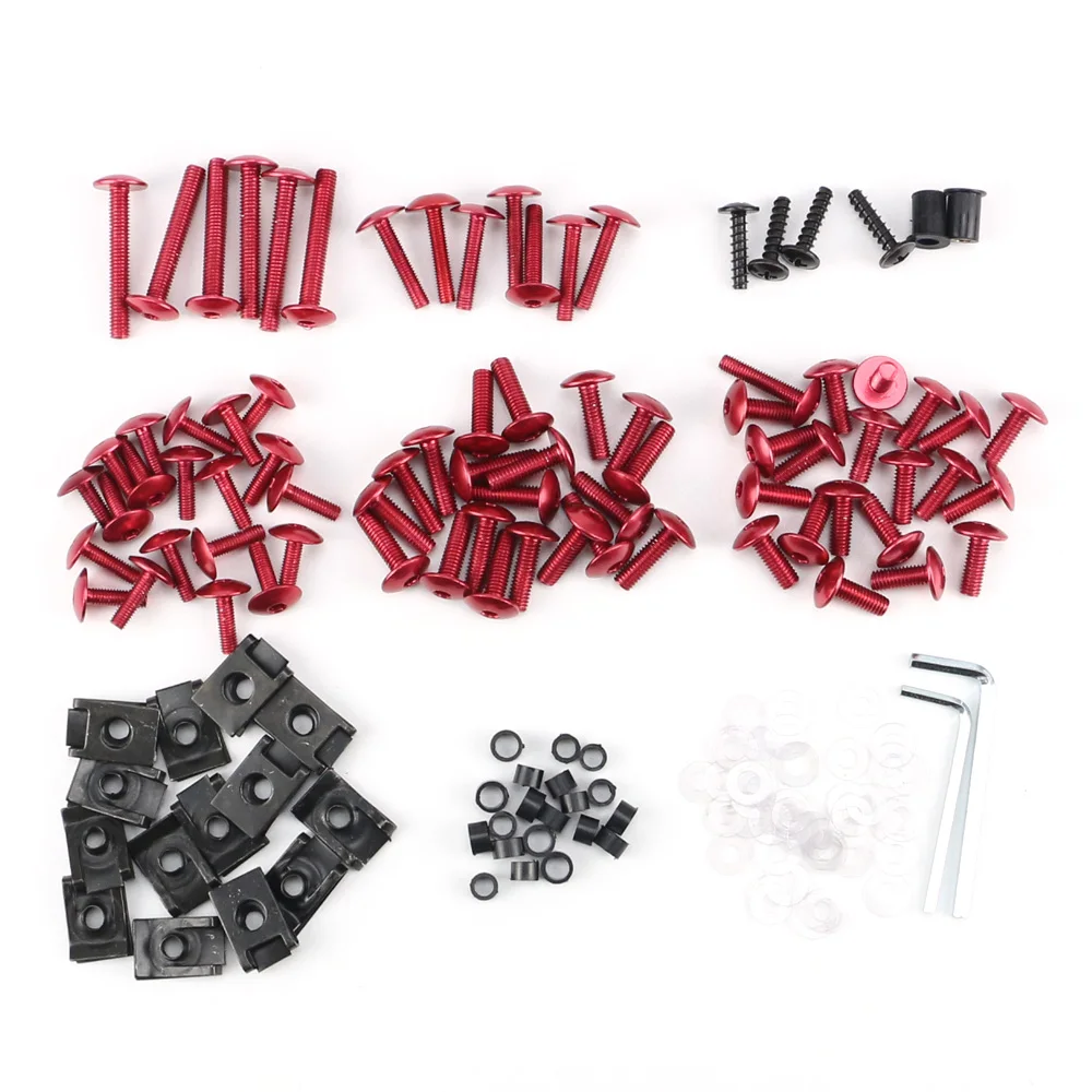 Alamor 137Pcs Carenado Perno Kit Sujetador Clip Tuerca Tornillo Para Sportbikes Motocicleta - Rojo
