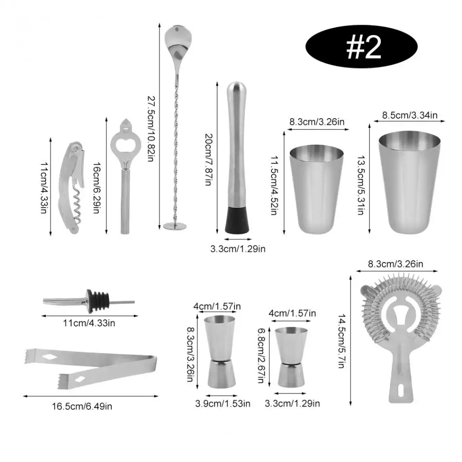 14 шт./компл. Нержавеющая сталь шейкер бар, набор вина мартини Миксер для напитков шейкер Бостонского стиля для вечерние панели инструментов