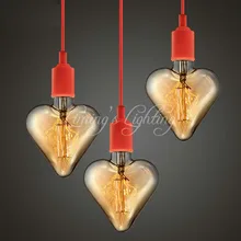 Лампа накаливания в форме сердца, винтажный светодиодный светильник E27, античное стекло, 40 Вт, 220 В, лампа Эдисона, украшение дома