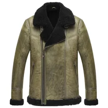 Мужская куртка из овчины Роскошная натуральная B3 шуба мужская армейская зеленая Толстая Верхняя одежда Повседневная парка TJ8155