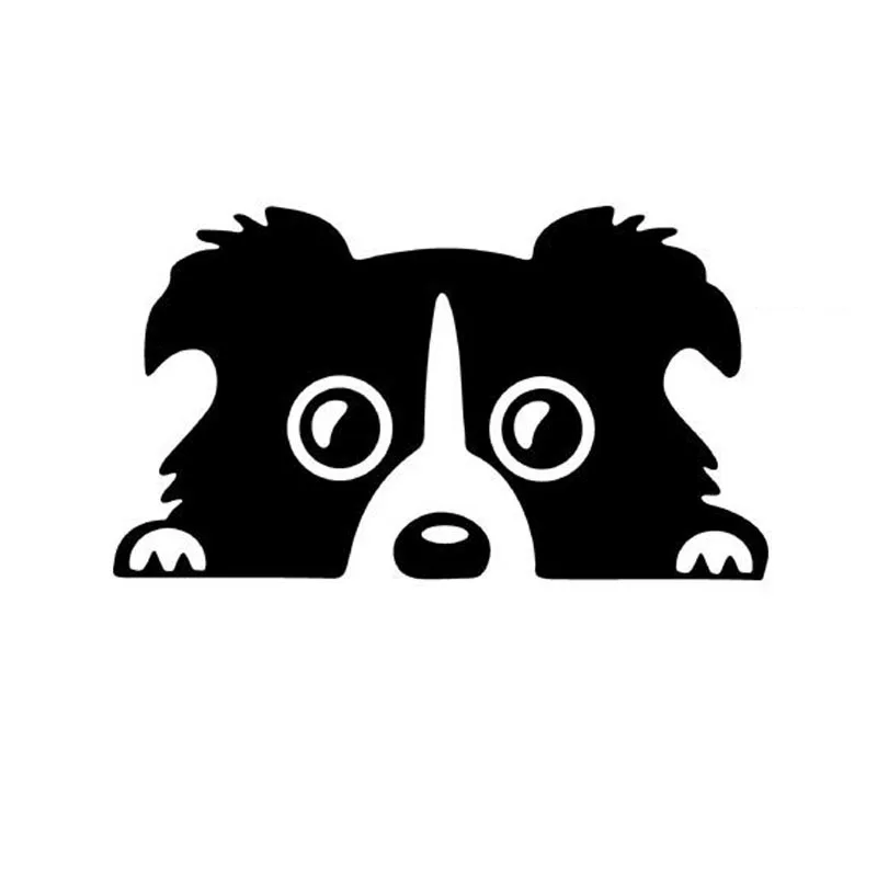 14*8CM Border Collie DOG Personality Reflective Glass Rear Pet Car Sticker Black/Silver CT-505