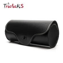 Triclicks Motorcycle Side Saddlebag PU Leather Round Barrel Tool Bag Botton Saddle Bags For Harley Yamaha Honda Suzuki Kawasaki motorcycle saddlebag pu leather left saddle bag sissy bar bags storage tool pouch universal for honda shadow yamaha kawasaki