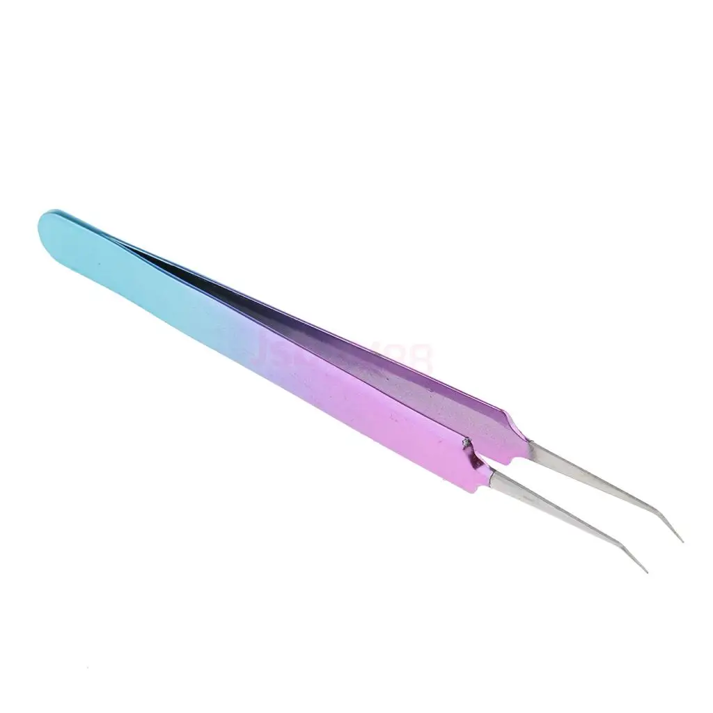 Cosmetic Curved Stainless Steel Eyelashes Extensions Tweezers False Eye Lash Tool Nail Art Nipper Clips Applicators