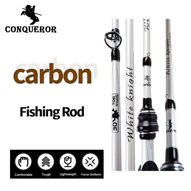 

Conqueror WHhite Knight 2.10M 2 Tip Baitcasting Fishing Rod Medium Actions 1/4-3/4oz Lure Weight Casting Lure Fishing Rod