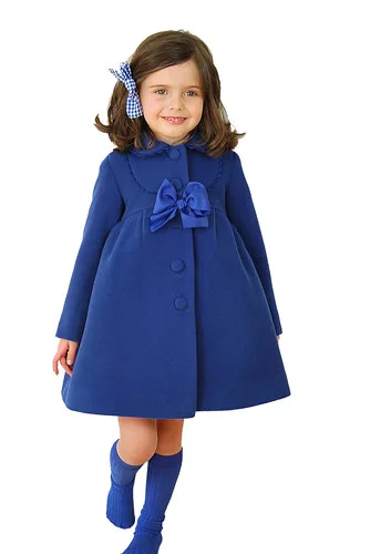 Модная зимняя куртка для девочек; сезон осень-весна; детские куртки и пальто; Верхняя одежда и пальто для маленьких девочек; кашемировое пальто; верхняя одежда - Цвет: Синий