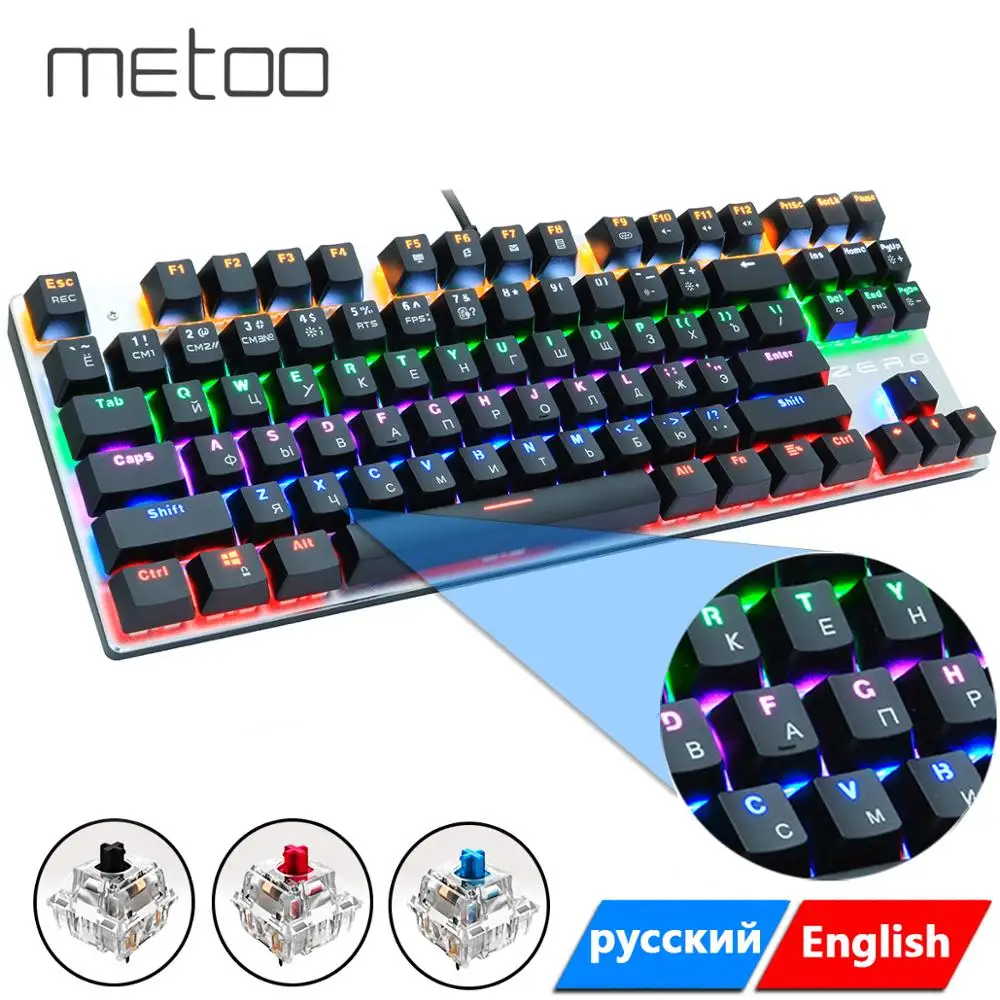 Gaming Mechanical Keyboard 87/104 Keys Russian/English USB Wired LED Backlit Game Keyboards Blue/Red Switch for computer gamer Gaming Mechanical Keyboard 87/104 Keys Russian/English USB Wired LED Backlit Game Keyboards Blue/Red Switch for computer gamer