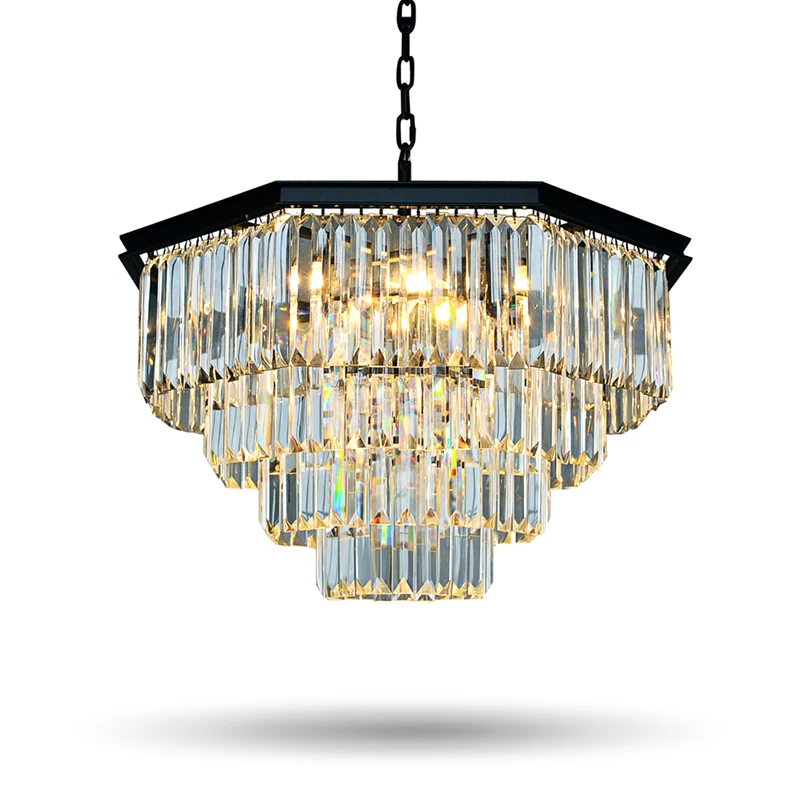 

Vintage American Crystal Retro Large Pendant Lights LED Lustre Restaurant Hall Lights Octagonal Crystal for Living Room Lamp
