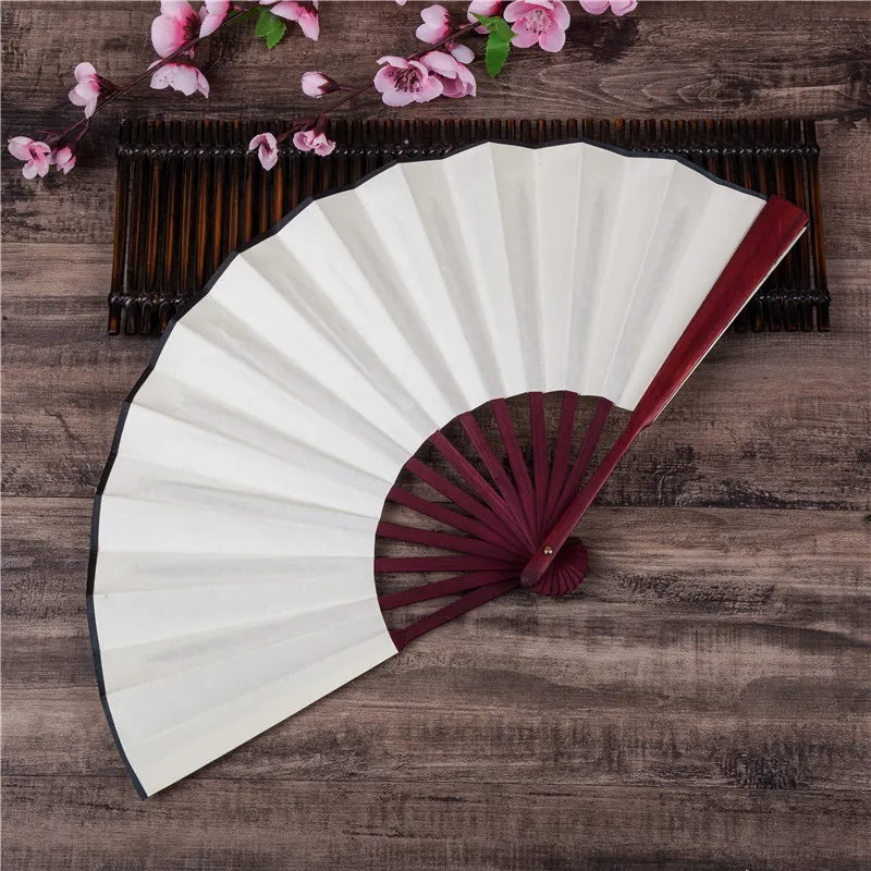 

1Pcs DIY Chinese Japanese Plain Color Bamboo Large Rave Folding Hand Fan Event Party Supplies For Men/Women