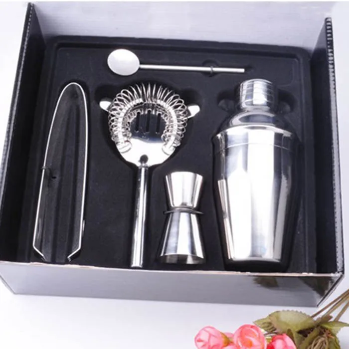 High Quality Stainless Steel Cocktail Shaker Box Mix Set Bar Strainer