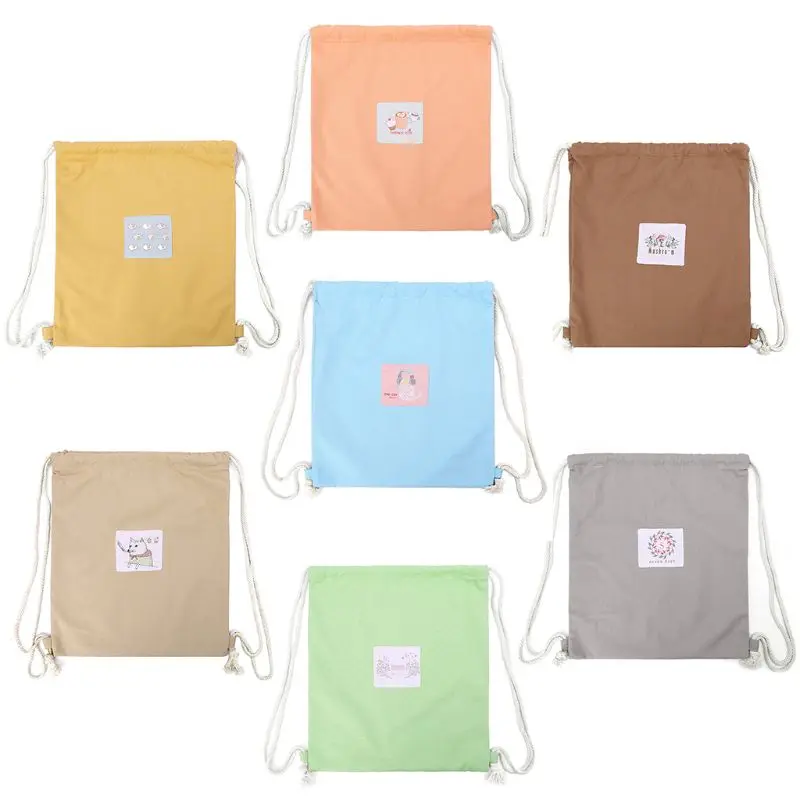 

Canvas String Drawstring School Backpack Bag Cinch Sack School Tote Gym Bags Sport Pack 31 x 36cm