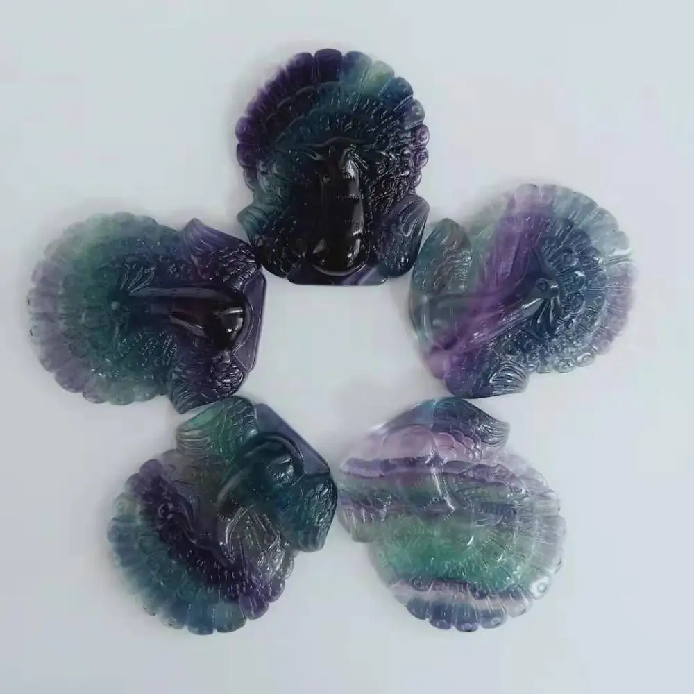 

High Quality 5.2cm Rainbow Fluorite Peacock Shape Crystal Realistic Cute Animal Hand Polished For Gift &Home Decor WYQ