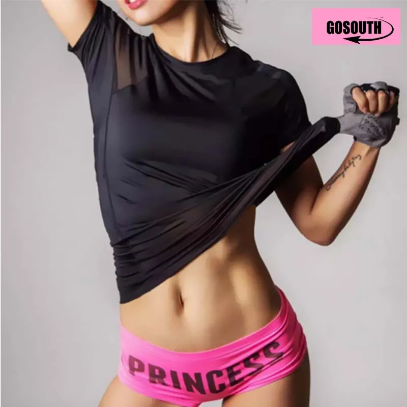 

Black Yoga shirt Running tighs Women Sport Short Sleeve Fitness T-Shirts Ladies Sportswear Quick Dry Clothing