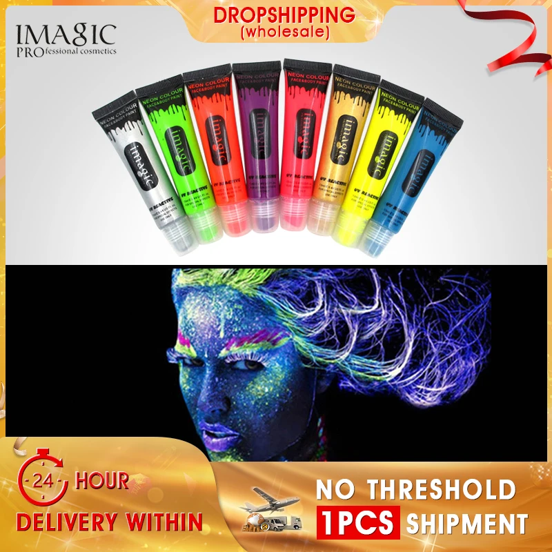 

IMAGIC 8 colors makeup beauty Fluorescent paint neon colour face body paint uv reactive lamp Party Body fluorescence wholesale