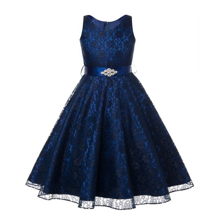 

2018 new Lace Teenagers Kids Girls Wedding Dress elegant Princess Party Pageant Christmas Formal Sleeveless Dress Clothes