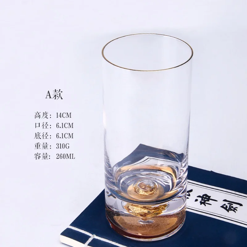 Стеклянные чашки, прозрачные чаши ручной работы чашки золотые чашки чай в японском стиле чашки - Цвет: A