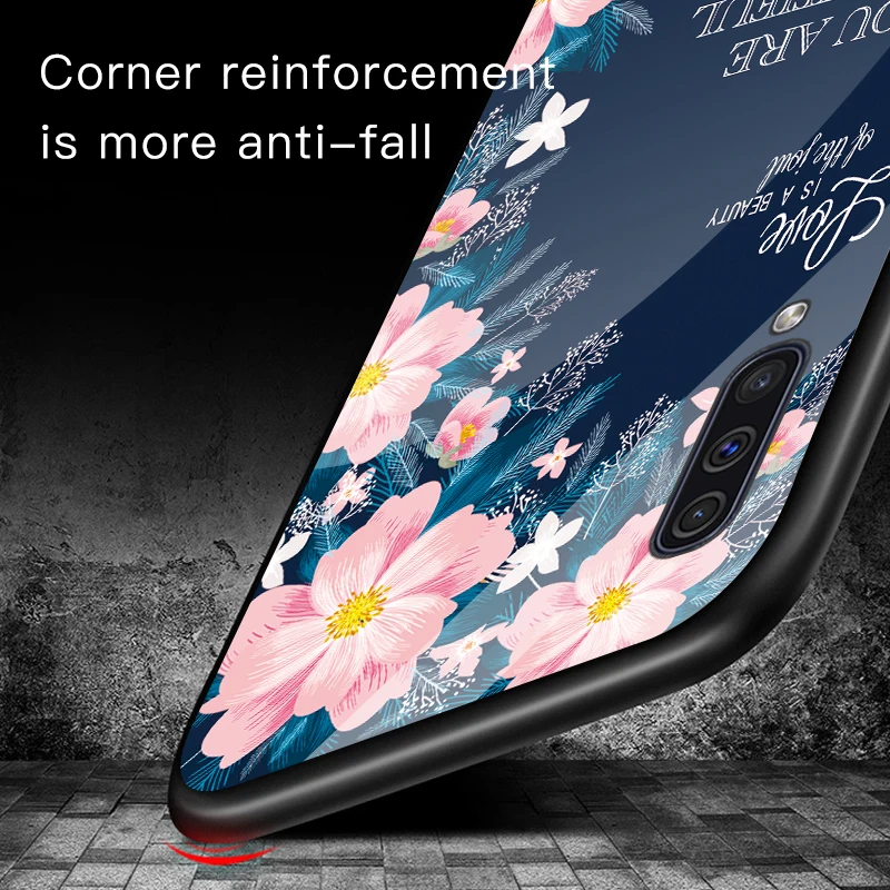Чехол из закаленного стекла с роскошным рисунком для Samsung Galaxy A50 A70 A30 M20 A20 A10 мягкий