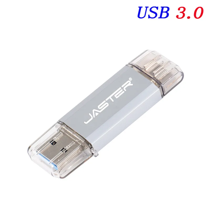 JASTER 3 в 1 OTG USB флэш-накопитель USB 3,0+ Micro usb+ type-C флэш-накопитель 128 Гб 64 ГБ 32 ГБ 16 ГБ 8 ГБ 4 ГБ Флешка для Android/PC - Цвет: White