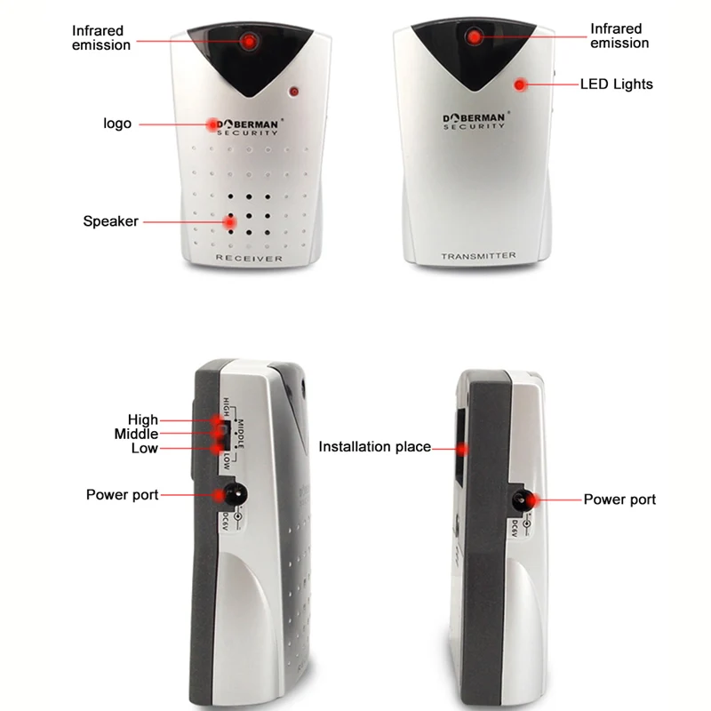 Doberman охранная домашняя сигнализация, инфракрасный датчик движения, детектор, домашняя система охранной сигнализации, ИК-датчик, Защита входа с колокольчиком